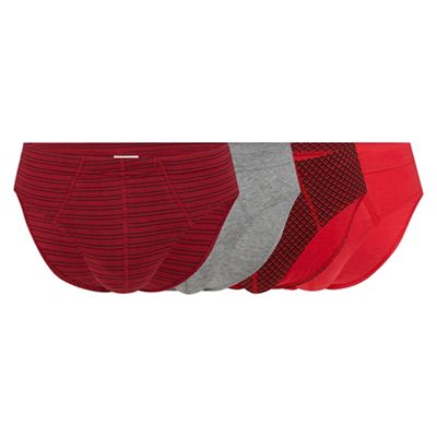 The Collection Big and tall pack of four red and grey plain and patterned slips